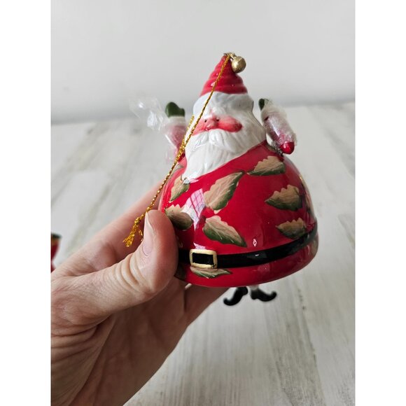 Jointed porcelain Santa Bell ornament Xmas tree set bigger jolly - Picture 7 of 11